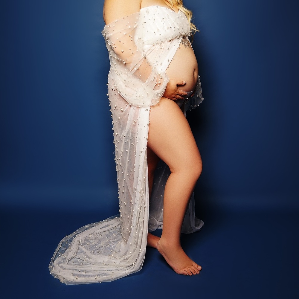 Beautiful pearl maternity dress plus size